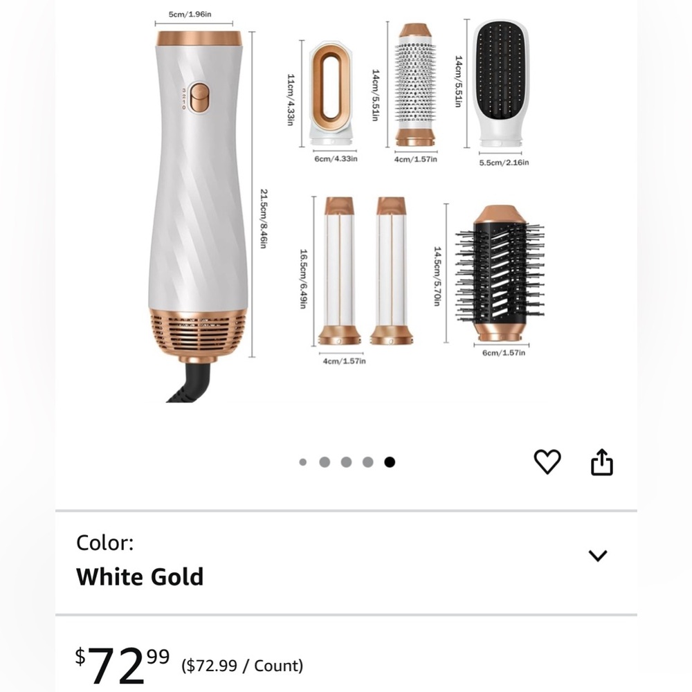 JUST IN! NIB 6 in 1 Blow Dryer  White and Gold Hair Styling Tool Set